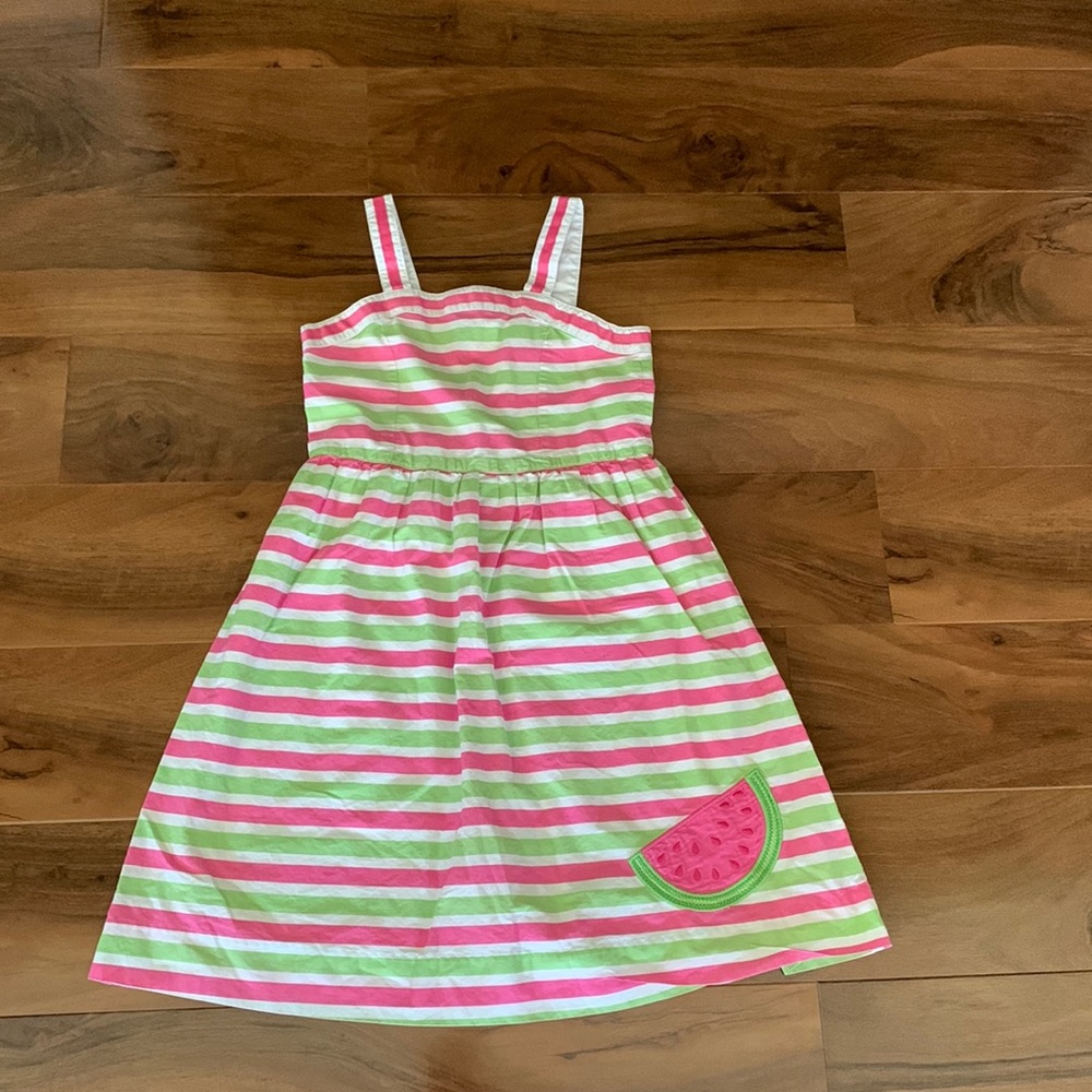 Hartstrings striped watermelon dress sz 6 spring/summer pink green cotton